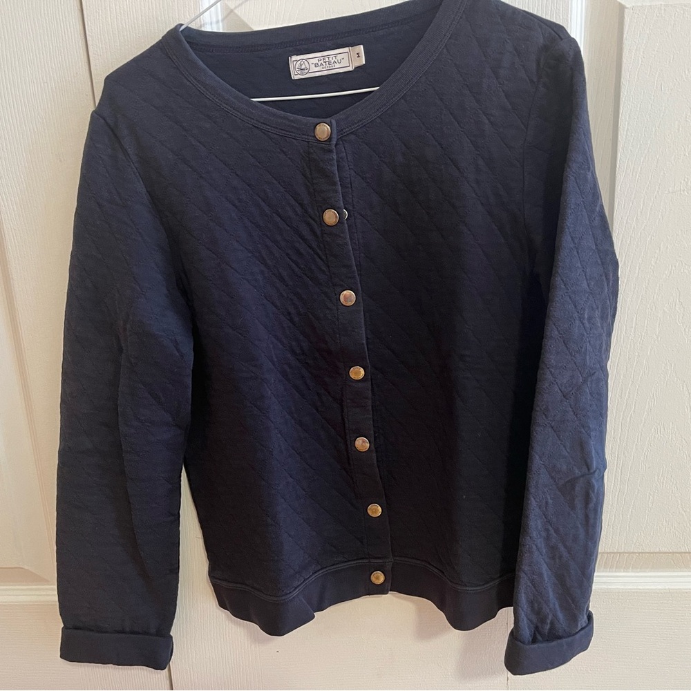 Marine Quilted Button-Up Jacket
